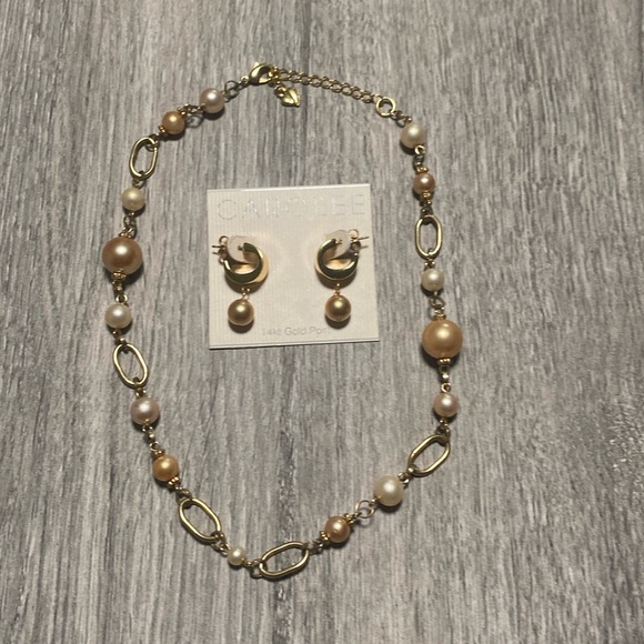 Carolee Vintage Rose Gold Pearl Necklace and Earrings.  NWOT - Picture 7 of 9